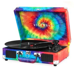 Victrola-Bluetooth stereo turntable-tie dye with built in stereo speakers